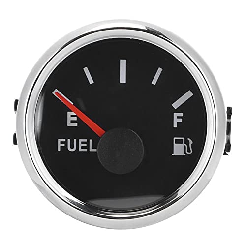 Olieniveaumeter, 52mm/2in Brandstofolietank Metaalweergave Gauge Waterdichte digitale tachometermeter, 0-190ohm Signal Signal Indicator Meter voor Ship Boat Car (Black Dial Silver Frame)
