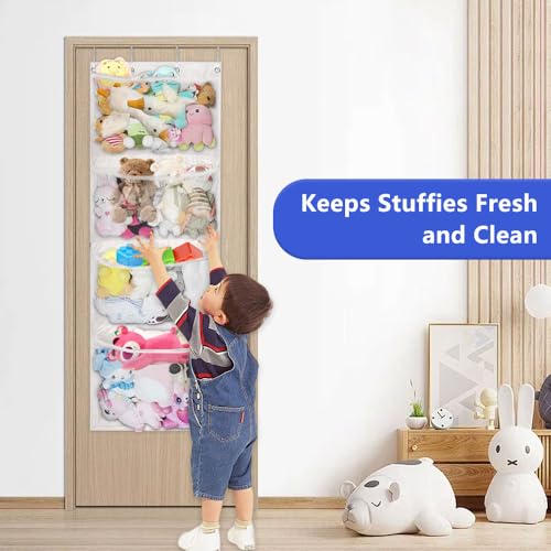 167x58cm Hangende Organisator Deur Organisator Opslag Over Deur met 4 Grote Compartments en 4 Hooks Hangende Organisator Opslagzak Hangrek voor Gevulde Dieren Kids Kamer Slaapkamer 5