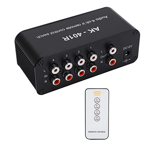 1 in 4 uit DC 12V Stereo Audio Switch Input Signal Source Switcher Selector Splitter Box met Remote Volume Controller