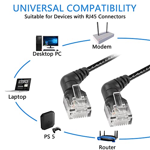 Cat6a Ethernet Kabel 360 graden Rechthoekige 10 Gbit/s Hoge snelheid LAN Kabel voor Router, Modem, PC, Switch, Hub, Laptop (1m) 4