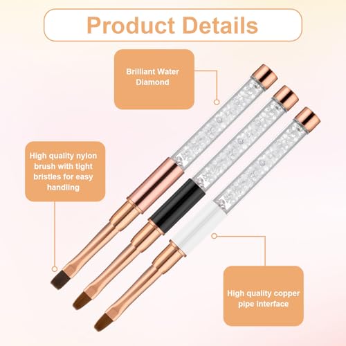3 stuks Nagelgelborstel Nagelborstel Nagelborstel Nagel Accessoires UV-Rijnsteen Handle Gel Nail Art Penseel Schilderen Brush Gereedschap Nail Art Liner Gestippelde Pen Cadeau 5