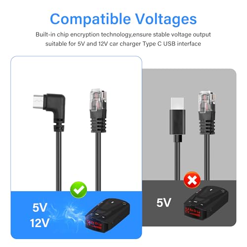 USB-C stekker naar RJ11 stekker, 90 graden, radardetector stroomkabel, vervangende kabel voor radardetector, 5V tot 12V, gain adapterkabel, 15 m 3