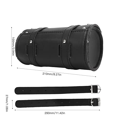 Handlebar Tool Bag 1 stuks Motorcycle Tool Bag zwart 2 riem sluiting gereedschap waterdicht Motorfiets Roller Bag voor motorfietsen PU leren vorktassen