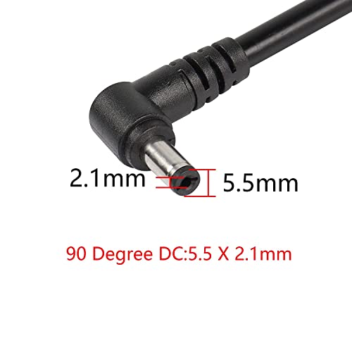 Set van 2 DC Extension Cable, 90 Degree DC 5.5mm x 2.1mm, Plug on Bare Wire, Open End, Voeding, Vervanging Reparatie Kabel, voor Monitors, LED Strip Light, CCTV Bewakingscamera