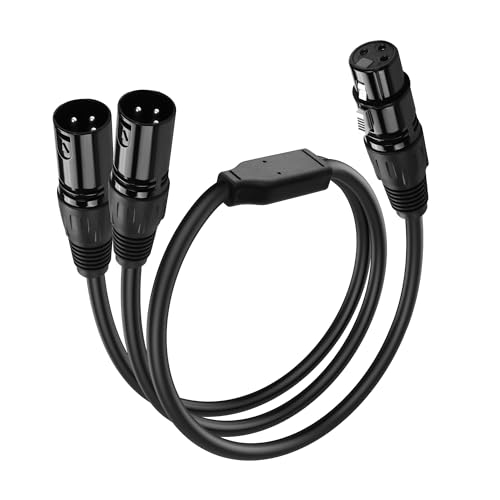 XLR naar XLR-kabel 3 Pin, 1 Plug naar 2 Bus Microfoon Kabel, XLR Splitter Kabel voor Home Studio Recorder, Versterker, Mix Panel Speaker (2m tot F)