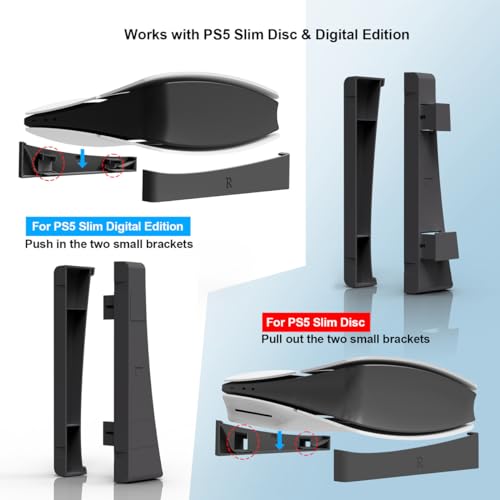 Zee Horizontale standaard voor PS5 Console, Basic Stand voor PS5 met Non-Slip (Zwart) 4