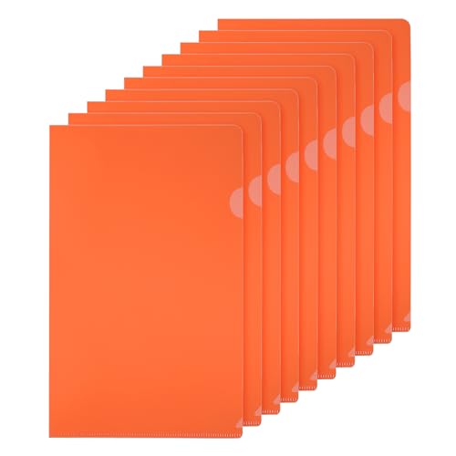 L Type Mappen 10 Pack A4 Plastic File Project Tassen Duidelijk papier Document Jacket Mouwen voor Office, Oranje