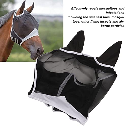 1Pc High Elastische Satin en Mesh Horse Eye Mask Ademend Horse Fly Mask met oren voor paarden 3