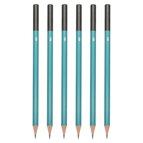4H Tekenpotloden voor Schetsen, 6PCS Sketch Potloden voor Tekenkunst Potloden Grafiet Hout Voorgevormd voor Tekenen Schetsen Artist, Hexagonal, Black Refill, Green/Black Pole