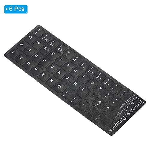 Portugese toetsenbord Stickers, Pack van 6, Universal Keyboard Replacement, Transparante Cover voor Notebook, Computer, Bureau, Zwart, Wit, Achtergrond, Brieven 3