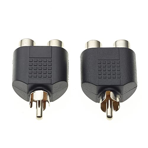 RCA Plug Phono Splitter Joiner Adapter 2 x RCA Sockets, Pack of 2
