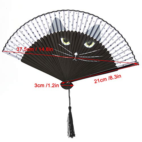 Bamboe Vouwdozen, geschilderd Inkjet cartoon kat patroon handfan voor bruiloft partij Dansen Drama Prop