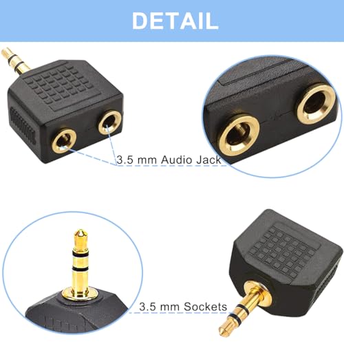 10 stuks 3,5mm hoofdtelefoon Y Splitter 1 man tot 2 vrouw, 3,5mm 1/8 inch Man tot Dual Female Stereo Jack Adapter Converter, voor mediaspelers en audioapparaten met 3,5 mm Jack 4