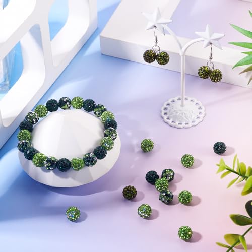 100st 10mm ronde schijf Ball Kralen Groene Rhinestone Klei Kralen Kristallen Spacers Bulk voor sieraden het maken van kralen Pen decoratie