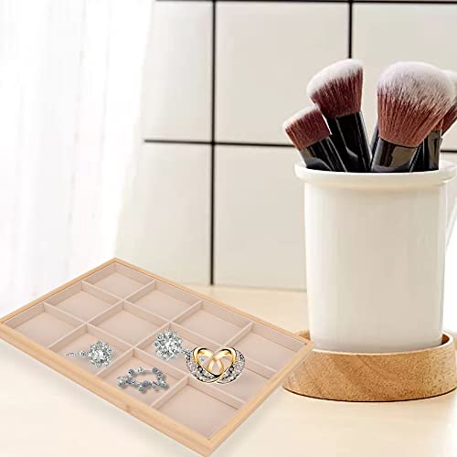 Juwelen Lade Organizer, 12 Grid sieraden lade sieraden display trays Ewelry showcase opslag play houder zacht elegant uiterlijk sterk lichtgewicht opslag sieraden lade tray, beige 5