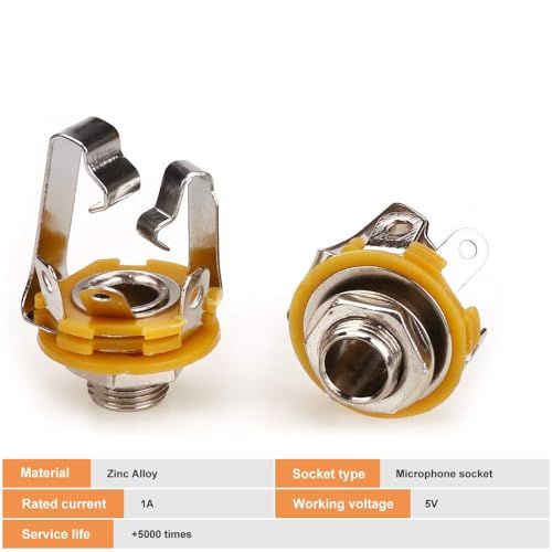 20st jack stekkers voor gitaar 6,35mm, jack stereo, socket 6,35mm TRS, 1/4 inch 6,35mm, stereo jack, aansluiting voor soldeer 3