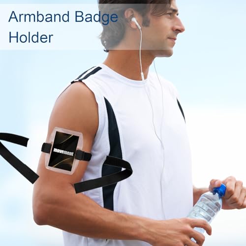 8 st Arm Badge Houders, Universele en Waterdichte Arm ID-kaarthouder met zwarte verstelbare elastische Band Ski Pass Armband Badge Sterke Adhesie voor Office Personeel Studenten(Transparant) 4