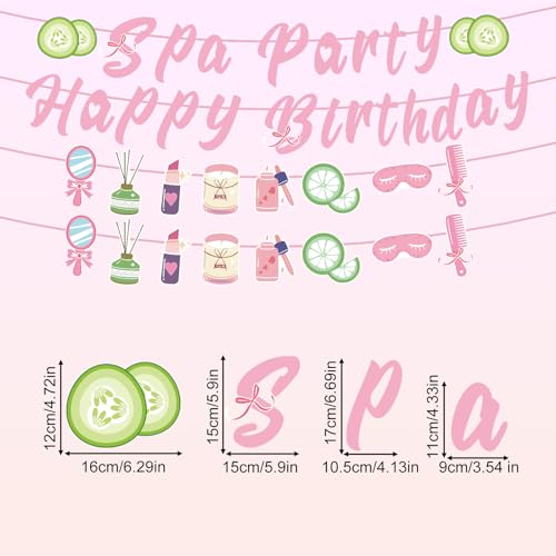 Spa Party Decoraties, vooraf samengesteld Roze Gelukkige Verjaardag Banner Perfect voor meisjes Vrouwen Spa Dag Logement partijen Slaap partijen of make-up thema verjaardag partij leveringen