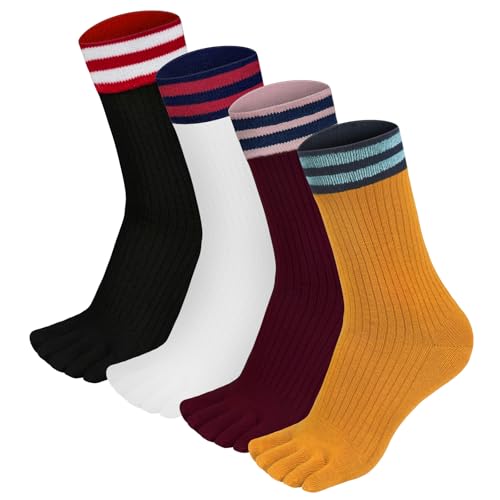 5-Finger katoenen trainersokken met tenen, kleurrijke sokken, ademend voor sport, hardlopen, vrije tijd