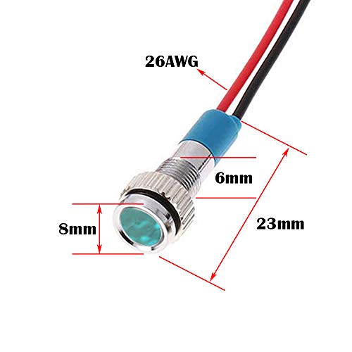 5st 6mm 1/4 inch LED Metalen Indicator Licht 12V Waterdichte Signal Lamp Pilot Dash Directional Auto Truck Boat met draad (blauwe kleur)