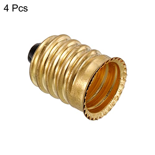 4 Packs E14 to E12 Adapter Converter Lamp Past Europees Pedestal (E14) op Candelabscrew (E12) Reducer Light Bulb Fitting Gold 3