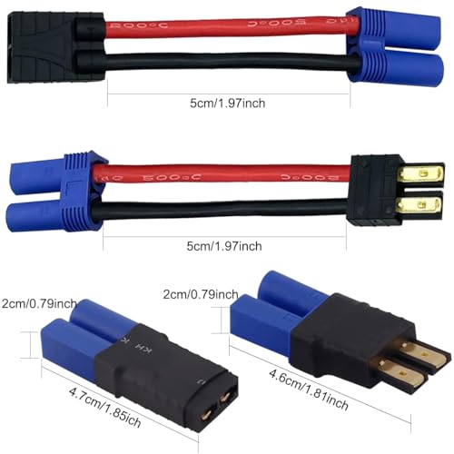 2 paar voor Traxxas Plug naar EC5 Plug/Socket, RC Batterij Aansluitadapter ESC Charger, Compatibel met TRX/voor Traxxas Lipo Batterij, voor RC Car, RC Boat, Solar Light en Balance Car