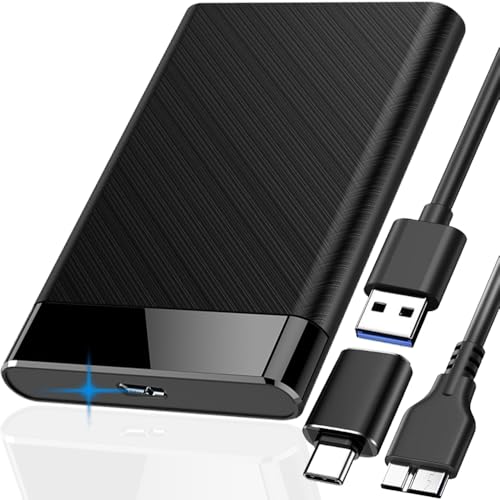2.5" USB 3.0 naar SATA harde schijf externe behuizing, 5Gbps gereedschapsloze USB 3.0 naar Sata III Harde schijf behuizing voor 7mm/9.5mm HDD SSD, Ondersteunt UASP (zwart)