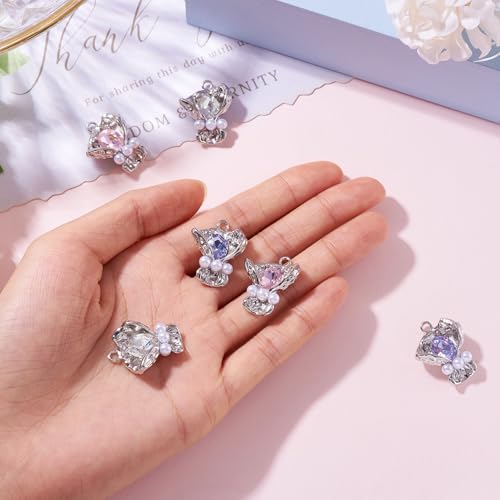 6 st Rhinestone Bouquet Shape Hangers Rhinestone Legering Bloemen Hangers met imitatie Parel kralen voor DIY ketting oorbellen Crafting sieraden maken, Rhinestone, Rhinestone 5