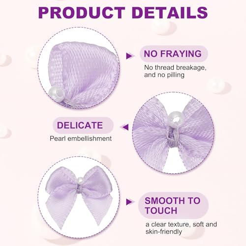 30 stuks mini-lintstriken, bloem parel naaiapplicaties inrichting voor doe-het-zelf handwerk, bruiloft, Kerstmis, scrapbooking (lichtpaars, 0,08 x 0,09 inch) 3
