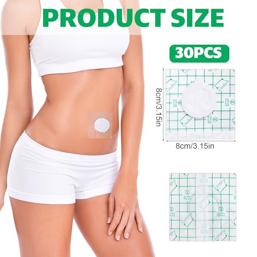 30 Stuks Castor olie Patches voor Navel, Zelfklevende PU Film Castor olie wrapping Pad Biologische Cover Compressie Patch huid Vriendelijk zeer Absorberend Anti-Seepage