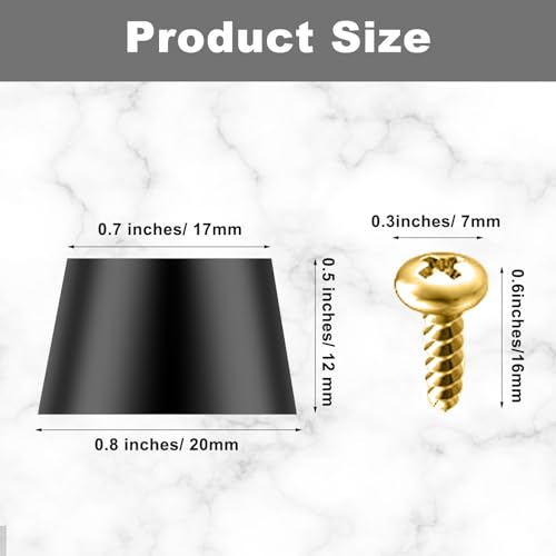 12 st. Zwarte ronde rubberen voeten voor snijplank, zachte Grip, non-slip, non-slip, roestvrij stalen schroeven