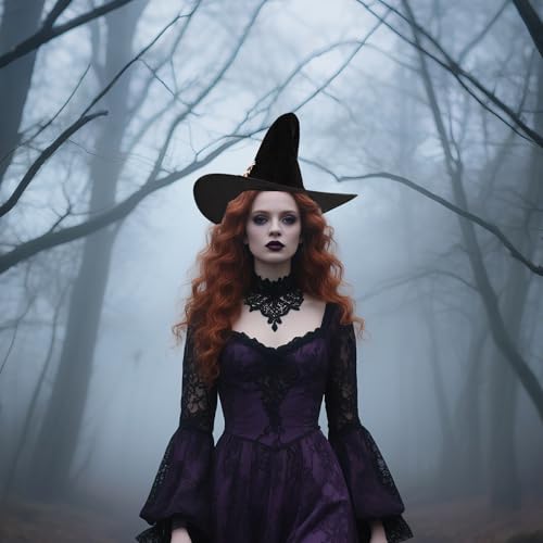 Witch Hat voor volwassenen, Halloween Wizard Hat met rozen en schedel hand patroon Cosplay kostuum accessoires voor Halloween Party (zwart) 5