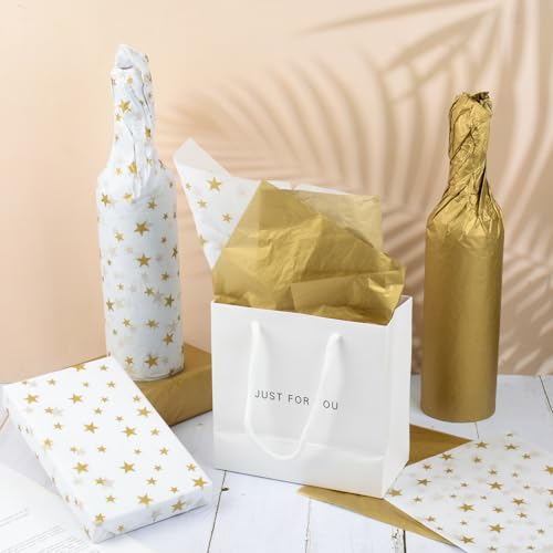 20 vellen goud weefsel papier 50 x 70cm Xmas weefsel papier wit ster geschenk inpakken papier ambachten voor verjaardag kerst Valentijnsdag partij 4