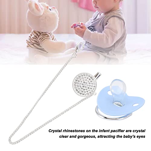 Bling Pacifier, Bling Baby Pacifier Rhinestone Crown Ultra Soft Silicone Safe Baby Pacifier M Maat:, Blauw 4