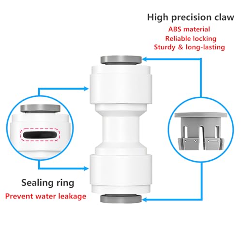 2 st Reverse Osmose Connectors, 1/4 inch Quick Coupling, 1/4 inch Elbow Push Fit slang Aansluiten 4