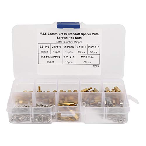 180 st M2/2.5/3 Stand-off Set 1-Way Carbon Steel Nuts Fasteners Assortiment Kits met Box Fasteners voor Electronics Industry(M2.5) 3