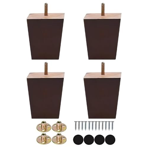 Meubilair Benen,4in/10cm Set van 4 Vierkante massief houten sofa Benen Stoel Tafel Benen Sofa Ondersteuning Vervanging Delen, Bruin