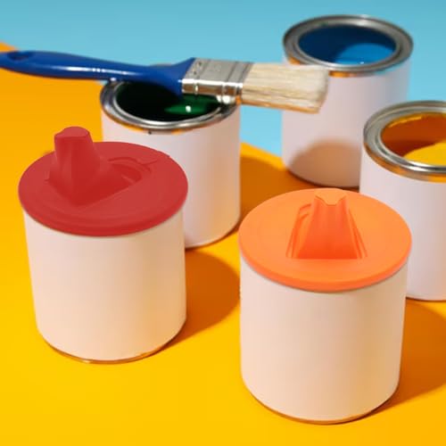 2 stuks verf kan uitwerpselen met lucht gat Diameter opvouwbare stofdichte en lekvrije kan deksel met uitwerpsel voor verf vormende gereedschappen rood oranje 5