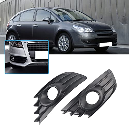 Mist Licht Grille, Paar Zwarte Car Front Bumper Koplamp Mist Licht Grille Frame Cover Trim Past voor Citroen C4 2004-2008 3