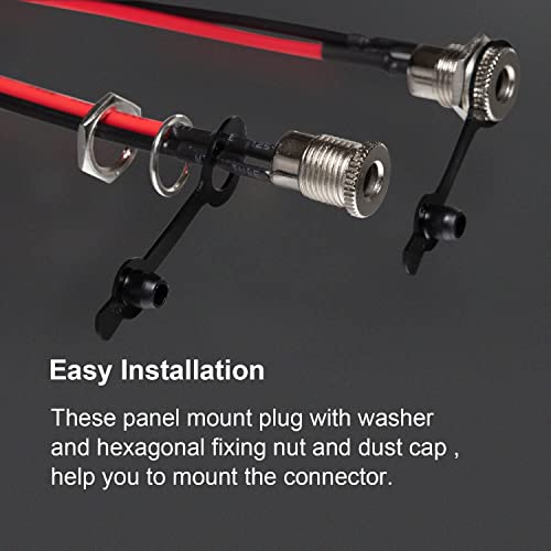 DC Hollow Plug 5.5mm x 2.1mm Mount Adapter set, 8 x DCPower Jack Socket Low Spanning Connector (met kabel) 8 x Hollow Plug 5.5 x 2.1, 8 x DC Montage Connector, 16x Rubber 5