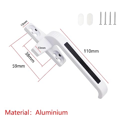 Vensterhandgreep, Linker- en Rechterhandgreep, Aluminiumlegering, Draaideuren, Vensterblokkering, Uitschuifbare Vensterhandgreep voor Patios Wit 4