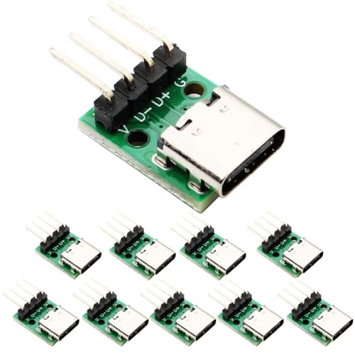 10st USB C 3.1 Breakout Board, 16 Pin Type-C Plug to 2.54mm Circuit Board Adapter met gebogen Pen USB C DIY op DIP 4 Pool voor het laden en gegevensoverdracht