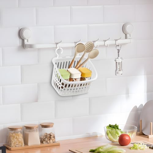 Ophangen Plastic opslagmand, Kleine hangmand Badkamer Keuken Douche Slaapzaal Wall Mounted Storage Organizer voor Badkamer keuken Badkamer slaapzaal Pantry