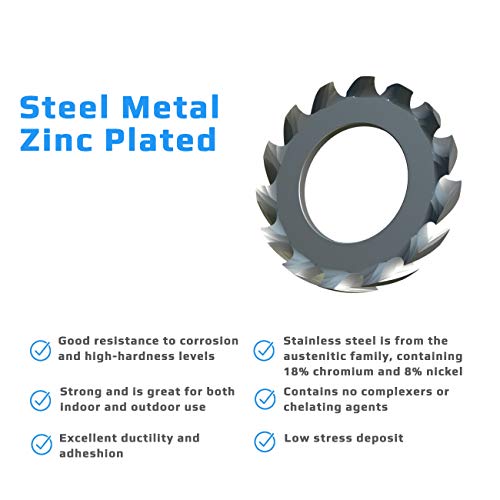 M8 Gekartelde ringen (verpakking van 50) Zink Platte Legering Staal Ringen Externe Gekartelde pakking Gekartelde s Tand Remaining Ring DIN 6798 (8.4mm 15mm)
