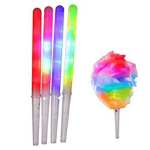 LED Luminous Glowing Sticks voor Cotton Candy Machine, 7 kleurinstellingen, V Shape Handle, Non-slip, Herbruikbare Marshmallow Sticks (WHITE)