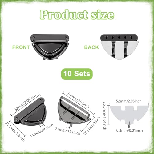 Tuck Lock sluiting 10 Sets 30,5 x 52 x 11 mm Iron Portemonnee Gesp Gesp Gesp Metalen Gesp Gesp voor lederen tas Hangzak Gesp