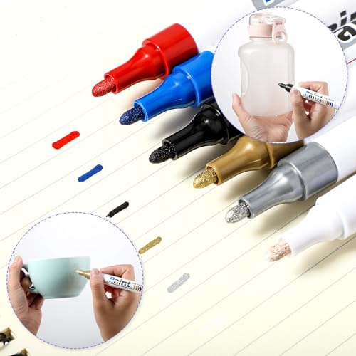 6 stuks Acryl Pennen Permanente waterdichte Quick Drying Set van 6 kleuren Acrylverf Pennen 2.6 mm Pen Tip voor Kunst Projecten, Hout, Plastic, Metaal, Canvas, DIY Ambachten 4