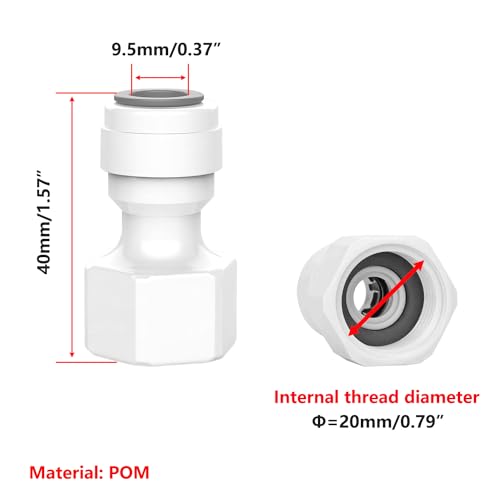 2Stuks waterfilter Quick Connector, 1/2" vrouwelijke draad tot 3/8" inch en 1/2" man tot 3/8" inch, waterfilter slang connector voor osmose