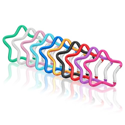 Verpakking van 10 Carabiner Hooks Star Carabiner Kleurrijke Aluminium Legering Outdoor Star Carabiner Star Carabiner met Snap Sluiting voor DIY Rugzak Reizen (10 kleuren)