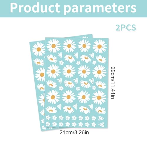 2 Pack Daisy Fiets Stickers 29 x 21 cm Fiets Sticker Frame voor Fiets Laptop Auto Motorfiets Mobiele telefoon Notebook Outdoor Waterdichte Stickers